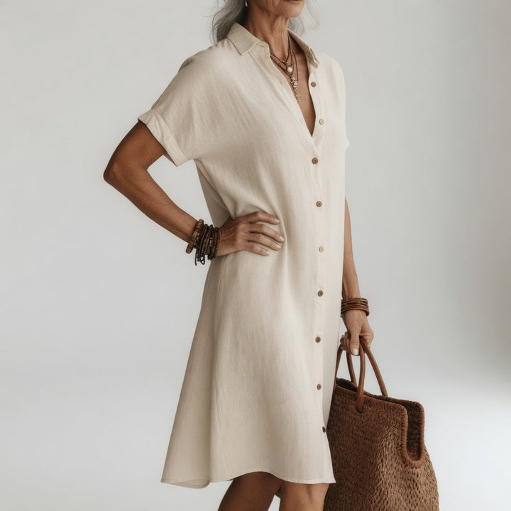 Évanélie™ — Vestido camisero midi premium transpirable estilo parisino