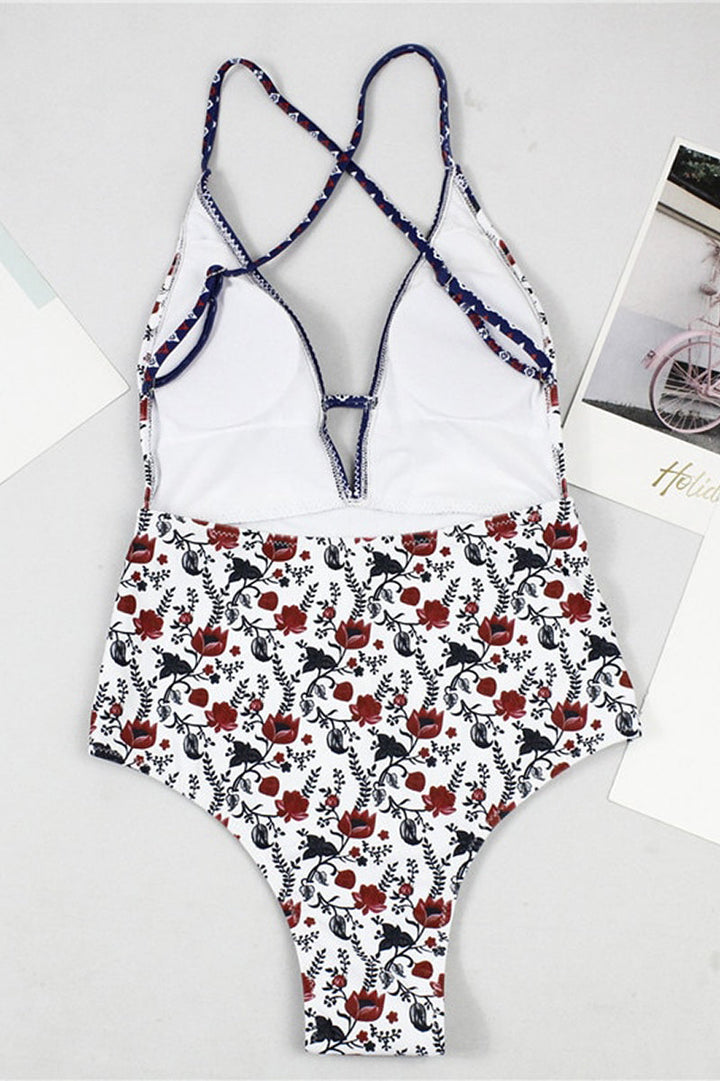 Bañador con Estampado Boho y Escote en V