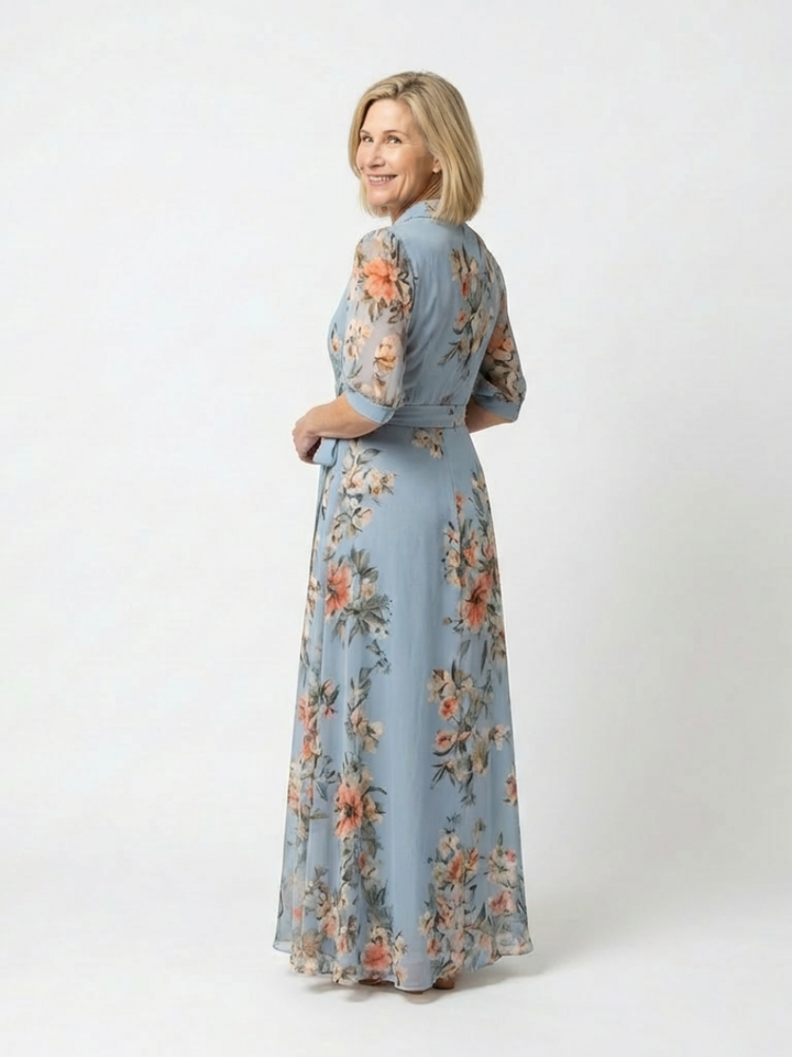 Elowen | Vestido Maxi Envolvente con Escote en V Floral